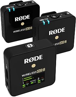 Беспроводная двухканальная система RØDE Wireless Go II со встроенными микрофонами, аналоговым и цифровым USB-выходами, совместимая с камерами, компьютерами Windows и MacOS, телефонами iOS и Android.