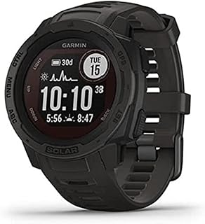 Garmin 010-02293-10 Instinct Solar, прочные смарт-часы для активного отдыха с возможностью солнечной зарядки, встроенными спортивными приложениями и функцией мониторинга здоровья, графитовый цвет.