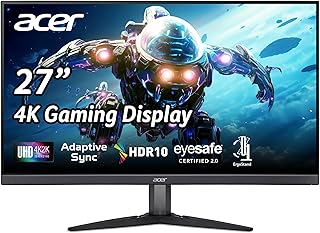 Игровой монитор Acer Nitro 27 дюймов UHD 3840 x 2160 IPS | Поддержка Adaptive-Sync (совместимость с FreeSync) | 4 мс (G to G) | Поддержка HDR10 | 99% sRGB | Один DisplayPort 1.2 и два HDMI 2.0 | KG272K Lbmiipx