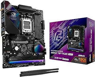Материнская плата ASRock AMD B850 Phantom Gaming Riptide WiFi 7 Socket AM5 для процессоров Ryzen 9000/8000/7000 серии, памяти DDR5 8000+ (OC) МГц, 256 ГБ, форм-фактор ATX, слот для M.2-накопителя SATA3 6.0 Гбит/с и разъем PCIe 5.0.