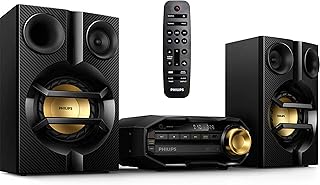 Домашняя стереосистема PHILIPS FX10 с Bluetooth, CD-плеером, MP3-плеером, USB-портом, FM-радио, фазоинвертором, мощностью 230 Вт и пультом дистанционного управления в комплекте.