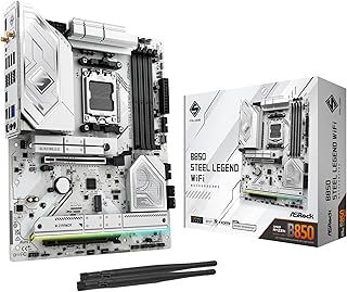 Материнская плата ASRock AMD B850 Steel Legend WiFi 7 Socket AM5 для процессоров Ryzen 9000, 8000 и 7000, поддержка DDR5 до 8000+ (OC) МГц, 256 ГБ ATX, M.2 SATA3 6.0 Гбит/с, PCIe 5.0, 1 HDMI.