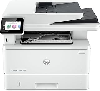 Черно-белый принтер HP LaserJet Pro MFP 4101fdn, печать, сканирование, копирование, факс, высокая скорость, простая настройка, мобильная печать, расширенные функции безопасности, идеально подходит для небольших команд, только Ethernet/USB (2Z618F)