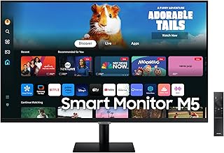 27-дюймовый смарт-монитор SAMSUNG серии M5 (M50D) с разрешением Full HD, поддержкой потокового телевидения, динамиками, поддержкой HDR10, игровым центром, множеством портов, трекером тренировок, инструментами для людей с нарушениями зрения, LS27DM500ENXGO, 2024