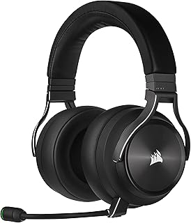 Игровая многоплатформенная гарнитура CORSAIR VIRTUOSO RGB WIRELESS XT с Bluetooth, Dolby Atmos, микрофоном вещательного качества, совместимостью с iCUE (ПК, Mac, PS5, PS4, Nintendo Switch, мобильные устройства) - черная.