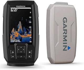 Комплект Garmin Striker Vivid 4cv с датчиком и защитным чехлом, 4-дюймовый цветной эхолот, цветовые палитры сканирующего сонара Vivid 010-02550-00