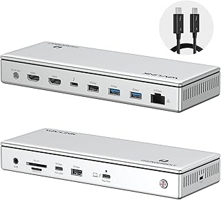 WAVLINK Thunderbolt 4 Hub с двумя HDMI-портами, поддержкой 4K@60Hz, зарядкой 100 Вт, сертификацией Thunderbolt, док-станцией Thunderbolt 4 13-в-1, выводом изображения на два монитора (1 8K) для Windows или Mac, 4 портами USB, Ethernet 2.5G, слотами для SD/MicroSD карт.