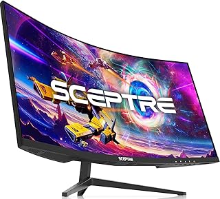 Игровой изогнутый монитор Sceptre 30 дюймов, соотношение сторон 21:9, разрешение 2560x1080, сверхширокоформатный/тонкий, HDMI, DisplayPort, частота обновления до 200 Гц, встроенные динамики, металлический черный (C305B-200UN1)