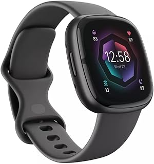 Умные часы Fitbit Sense 2 Advanced для здоровья и фитнеса с инструментами для управления стрессом и сном, приложением ЭКГ, датчиком SpO2, круглосуточным измерением пульса и GPS, цвет Shadow Grey/Graphite, один размер (ремешки размеров S и L в комплекте)