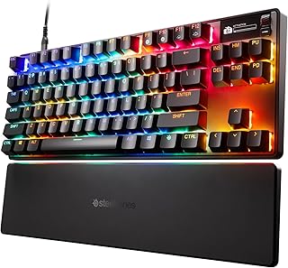 Клавиатура SteelSeries Apex Pro TKL Gen 3 с гипермагнитными переключателями OmniPoint 3.0 — Регулируемое срабатывание — Быстрый триггер — Игровые предустановки — Режим защиты — Быстрое нажатие/SOCD — OLED-дисплей — RGB-подсветка — Колпачки клавиш из PBT-пластика — USB-C