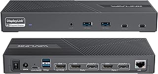Док-станция WAVLINK DisplayLink для подключения трех мониторов 4K@60Hz, зарядка 100 Вт для Thunderbolt 4/3, USB C M1 M2 M3 M4 Mac/Windows/Chrome - 3 HDMI, 2 DP, 6 USB-портов, питание 160 Вт, LAN, аудио.