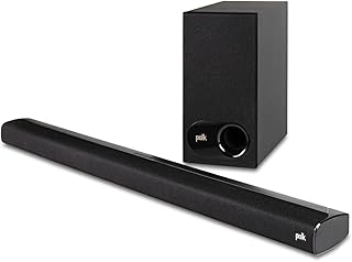 Саундбар Polk Audio Signa S2 и беспроводной сабвуфер – эксклюзивная технология VoiceAdjust, ультратонкий дизайн, совместимость с телевизорами 4K и HD, HDMI и оптический вход, Bluetooth, беспроводная потоковая передача.