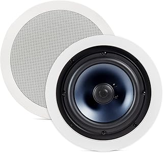 Комплект из 2 двухполосных потолочных круглых 8-дюймовых колонок Polk Audio RC80i премиум-класса, идеально подходящих для размещения во влажных помещениях и на открытом воздухе — в ванной, на кухне, на крытых верандах (белый цвет, с возможностью покраски решетки).