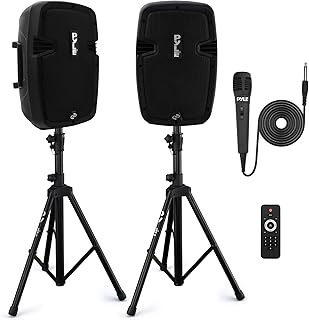 Комплект активных Bluetooth-акустических систем Pyle PA Speaker Kit - готов к использованию на мероприятиях - просто подключите и играйте. Активные и пассивные колонки мощностью 350 Вт с проводным микрофоном, подставками и пультом дистанционного управления - входы MP3/USB/SD/AUX - PPHP849KT