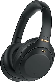 Беспроводные наушники Sony WH-1000XM4 премиум-класса с шумоподавлением и микрофоном для телефонных звонков и голосового управления Alexa, черные WH1000XM4