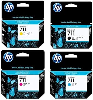 Набор чернил HP 711 — картриджи с черным, голубым, пурпурным и желтым чернилами объемом 38 мл/29 мл.