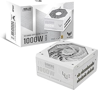 Блок питания ASUS TUF Gaming 1000W Gold White Edition (1000 Вт, полностью модульный блок питания, сертификат 80+ Gold, компоненты военного класса, двойной шарикоподшипник, вентилятор Axial-tech, покрытие печатной платы, 10-летняя гарантия)