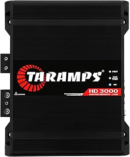 Усилитель Taramps HD 3000 1 Ом, черный, 1 канал, максимальная мощность 3000 Вт RMS, цифровой кроссовер MOSFET, фильтр нижних/верхних частот, усиление басов, автомобильная аудиосистема, моноблочный, 3k, светодиодный индикатор монитора, класс D.