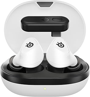 Наушники SteelSeries Arctis GameBuds для PlayStation/PC/Switch/Mobile — Быстрое переключение 2,4 ГГц + Bluetooth 5.3 — Активное шумоподавление — Более 100 предустановленных игровых аудиорежимов — 40 часов работы от батареи с зарядным кейсом Qi — Белый