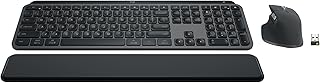 Комплект Logitech MX Keys S — беспроводная клавиатура и мышь с подставкой для запястья, настраиваемой подсветкой, быстрой прокруткой, Bluetooth, USB C, для Windows, Linux, Chrome, Mac.
