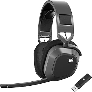 Беспроводная игровая гарнитура Corsair HS80 MAX для различных платформ с Bluetooth – Dolby Atmos – микрофоном вещательного качества – совместимость с iCUE – ПК, Mac, PS5, PS4, мобильные устройства – стальной серый