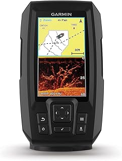 Эхолот Garmin Striker 4cv с датчиком, 4-дюймовый GPS-навигатор с CHIRP-датчиком (традиционный) и сканирующим датчиком ClearVu, а также встроенным программным обеспечением для построения контурных карт Quickdraw.