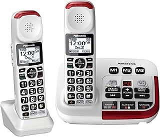 Panasonic KX-TGM420W + (1) KX-TGMA44W Беспроводной телефон с усилителем, цифровым автоответчиком и усилителем громкости голоса до 40 дБ (2 трубки)