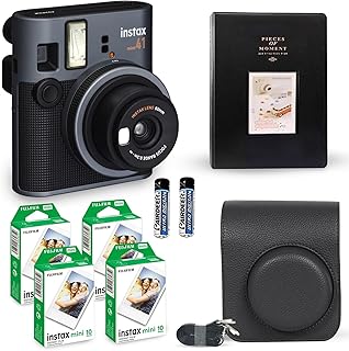Фотоаппарат мгновенной печати Fujifilm Instax Mini 41, винтажный черный. + Набор фотобумаги Fujifilm Value Pack (40 листов) + Комплект аксессуаров для затвора, включая чехол в винтажном стиле, черный фотоальбом на 64 кармана.
