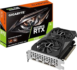 Видеокарта GIGABYTE GeForce RTX 3050 WINDFORCE OC V2 6G, 2 вентилятора WINDFORCE, 6 ГБ GDDR6 96-бит GDDR6, GV-N3050WF2OCV2-6GD