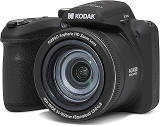 Цифровая фотокамера KODAK PIXPRO AZ405-BK 20MP с 40-кратным оптическим зумом, широкоугольным объективом 24 мм, оптической стабилизацией изображения, видеосъемкой Full HD 1080P, 3-дюймовым ЖК-экраном для видеоблогинга (черная).