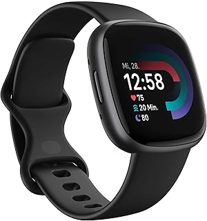 Смарт-часы Fitbit Versa 4 для здоровья и фитнеса с GPS, круглосуточным измерением пульса, отслеживанием сна, режимами тренировок, встроенной Alexa, водонепроницаемостью и временем автономной работы более 6 дней — черные.