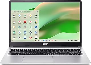 Ноутбук Acer Chromebook 315 | Процессор Intel Celeron N4500 | 15,6-дюймовый Full HD IPS-дисплей | Графика Intel UHD | 4 ГБ LPDDR4X | 64 ГБ eMMC | Intel Wi-Fi 6 | Аудио DTS | USB Type-C | Chrome OS | CB315-4H-C8XU, серебристый