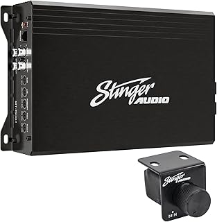 Автомобильный моноблочный усилитель STINGER Audio с пультом дистанционного управления басами, мостовой регулировкой, 1-канальный усилитель класса D, блок питания на полевых транзисторах, высоко- и низкоуровневый вход, усилитель соревновательного класса (черный - 1500 Вт)