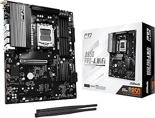 Материнская плата ASRock AMD B850 Pro A WiFi 6E Socket AM5 для процессоров Ryzen 9000, 8000 и 7000, память DDR5 до 8000+ МГц (OC), 256 ГБ ATX, M.2 SATA3 6.0 Гбит/с, PCIe 5.0 BIOS Flashback, сетевая карта Realtek 2.5G.