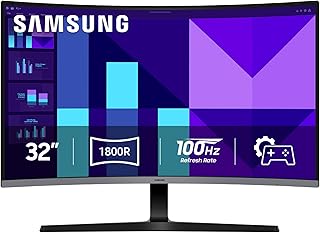 Изогнутый монитор SAMSUNG S3 (S39GD) 32 дюйма, разрешение Full HD, частота обновления 100 Гц, игровой режим, режим защиты глаз, множество вариантов подключения через порт HDMI, встроенные динамики, модель LS32D396GANXZA, 2025
