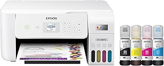 Беспроводной цветной многофункциональный принтер Epson EcoTank ET-2803 с поддержкой сканирования, копирования и AirPrint, работающий без картриджей.