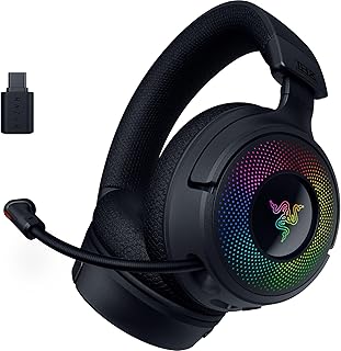 Беспроводная игровая гарнитура Razer Kraken V4: 2,4 ГГц, Bluetooth, USB - сверхширокополосный микрофон - 40-мм динамики - 9-зонная RGB-подсветка - для ПК, Mac, PS5, Nintendo Switch, Steam Deck, смартфонов - черная