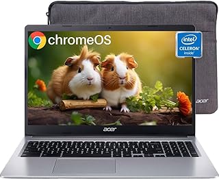 Ноутбук Acer Chromebook 315, 15,6-дюймовый HD-дисплей, процессор Intel Celeron N4020 (до 2,8 ГГц), 4 ГБ ОЗУ, 64 ГБ eMMC, графика Intel UHD Graphics, длительное время автономной работы (12,5 часов), Wi-Fi, Bluetooth, Chrome OS.