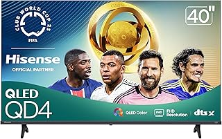 Телевизор Hisense QLED FHD Smart Fire TV серии QD4 с диагональю 40 дюймов (40QD4QF, модель 2025 года) — технология Quantum Dot Color, DTS Virtual: X, встроенная Alexa, тонкая рамка.