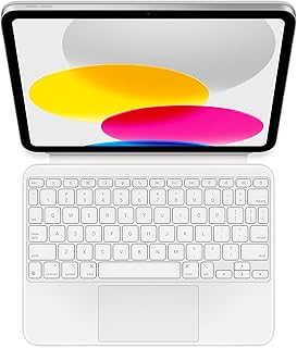 Apple Magic Keyboard Folio: клавиатура и чехол для iPad (A16 и 10-го поколения), разборная конструкция из двух частей, крепится магнитами, встроенный трекпад, английский язык (США) – белый.