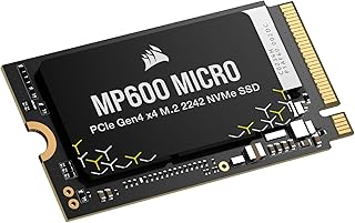SSD-накопитель Corsair MP600 Micro 2TB M.2 NVMe PCIe x4 Gen4 – M.2 2242 – скорость последовательного чтения до 7000 МБ/с – высокоплотная 3D TLC NAND – совместим с ноутбуками Lenovo Legion Go и Thin PCIe 4.0 – черный