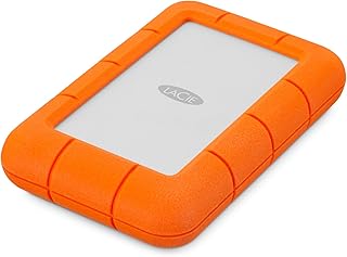 Внешний портативный жесткий диск LaCie Rugged 5 ТБ — совместимость с USB 3.0/2.0, ударопрочность, пыле- и влагозащита, подходит для Mac и ПК, оранжевый, серый.