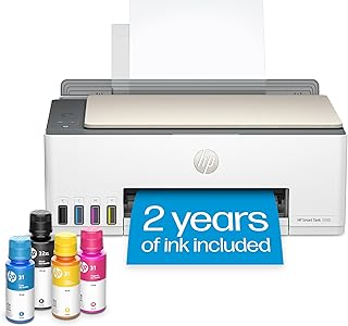 Беспроводной многофункциональный принтер HP Smart Tank 5000 с системой струйной печати, запасом чернил до 2 лет в комплекте, функциями мобильной печати, сканирования и копирования.