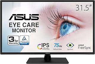 Монитор ASUS 32 дюйма 1080p (VA329HE) - Full HD, IPS, 75 Гц, Adaptive-Sync, Eye Care, Low Blue Light, Flicker Free, HDMI, VGA, возможность настенного крепления, регулировка наклона, черный