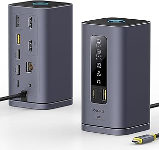 Док-станция Baseus SpaceMate (MAC), USB-C, 3 монитора, HDMI 4K, порты USB 10 Гбит/с, PD 100 Вт, гигабитный Ethernet, аудио, док-станция для ноутбуков Mac и Windows.