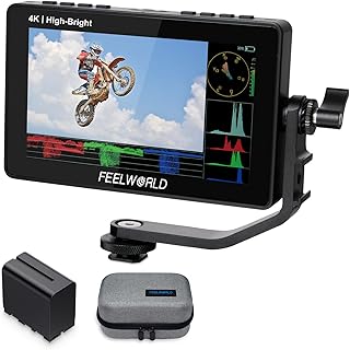 Полевой монитор FEELWORLD F5 Prox 5,5 дюйма, 1600 нит, высокая яркость, для зеркальных фотокамер, с батареей F970 6600 мАч и сумкой, сенсорный экран, осциллограмма, LUT, внешний комплект питания, разрешение 1920x1080, HDMI вход/выход, вход Type-C.