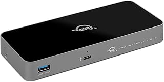 OWC Thunderbolt 5 Hub, 3 порта Thunderbolt 5, порт USB-A, скорость передачи данных до 80/120 Гбит/с, поддержка до 3 дисплеев 8K, питание и зарядка 140 Вт, совместимость с Mac и ПК, Thunderbolt 5/4/3, USB4 и USB-C.