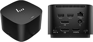 Док-станция HP Thunderbolt 4 120 Вт G4 (4J0A2AA), 13-в-1 USB C с максимальной мощностью зарядки 100 Вт, 4 дисплеями 4K, портом Ethernet, 6 портами USB, HDMI, 2 портами DisplayPort для ноутбуков, macOS, ChromeOS, ПК.
