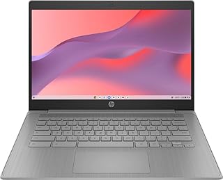 Ноутбук HP Chromebook 2023 года, 14-дюймовый дисплей, процессор Intel Celeron N4120, 4 ГБ ОЗУ, 64 ГБ eMMC, графика Intel UHD Graphics 600, Wi-Fi, Bluetooth, Chrome OS, цвет «Современный серый».