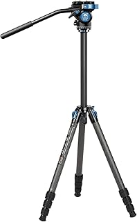 Штатив SIRUI ST-124+VA-5 из углеродного волокна с жидкостной видеоголовкой, треугольной центральной колонной, водонепроницаемый, 4 секции, 62,2 дюйма, нагрузка 6,61 фунта.